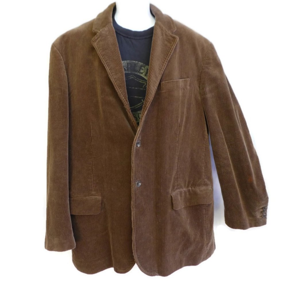 Vintage Ralph Lauren Polo Cotton Corduroy Sport Coat Brown Lined 3 Button XL